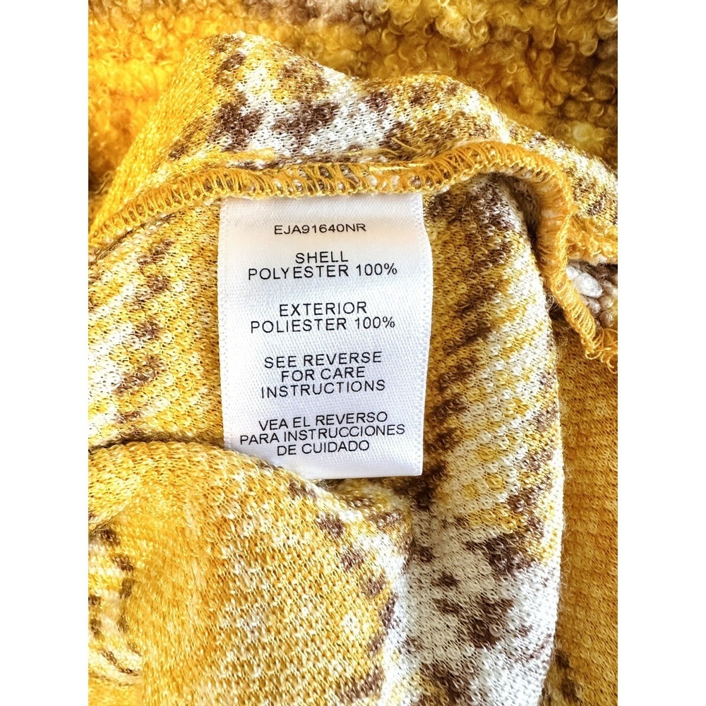 En Crème Women's Small Sherpa Shacket Jacket Plaid Oversized Mustard Streetwear - Picture 11 of 11